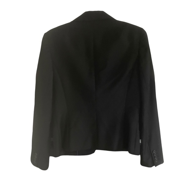 J.Crew Black Blazer Size 8 100% Wool Career Professional 2 Button - Picture 2 of 5